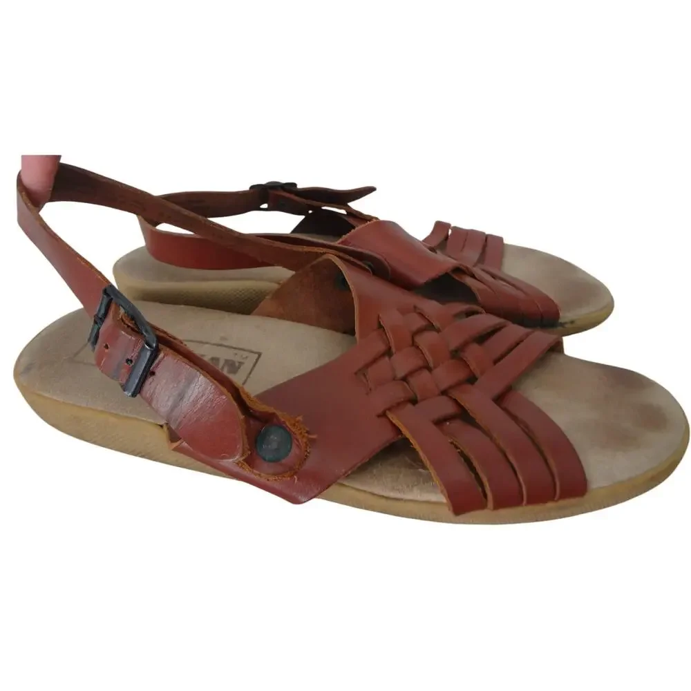 Vintage Y2K Kinsman Fisherman Brown Leather Dress Sandal Mens 10 Casual Vacation